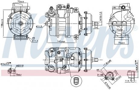 Компрессор кондиционера VW-TRANSPORTER T5 (без муфты) Nissens A/S 890635 (фото 1)