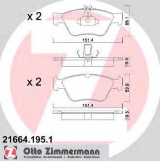 Комплект тормозных колодок, дисковый тормоз ZIMMERMANN 216641951 (фото 1)