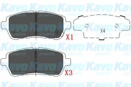 Комплект тормозных колодок, дисковый тормоз PARTS KAVO KBP1514