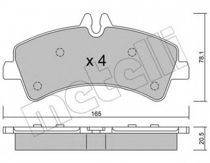 Комплект тормозных колодок, дисковый тормоз Metelli 2206740 (фото 1)