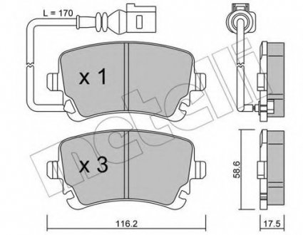 Комплект тормозных колодок, дисковый тормоз Metelli 2205540