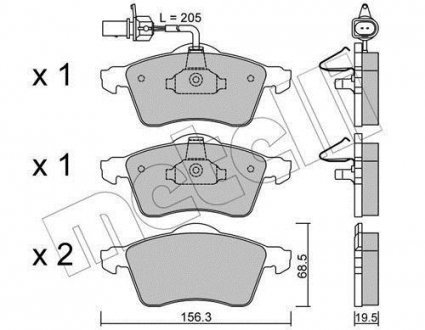 Комплект тормозных колодок, дисковый тормоз Metelli 2202631 (фото 1)