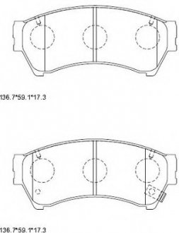 Комплект тормозных колодок, дисковый тормоз ASIMCO KD3739