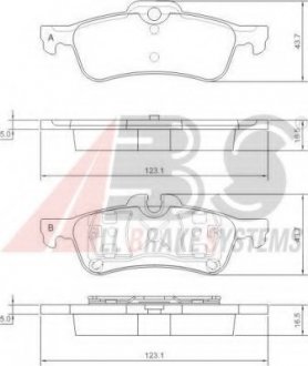 Комплект тормозных колодок, дисковый тормоз A.B.S. ABS 37305