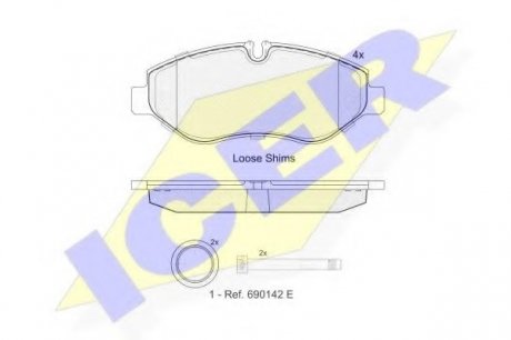 Комплект тормозных колодок, дисковый тормоз ICER ICER Brakes 141832