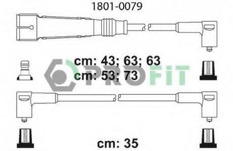 Комплект проводов зажигания PROFIT 18010079 (фото 1)