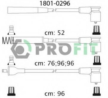 Комплект проводов зажигания PROFIT 18010296 (фото 1)