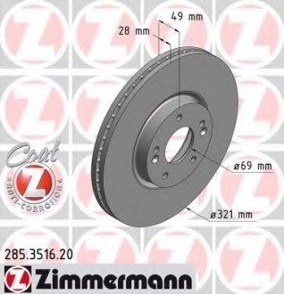 Тормозной диск ZIMMERMANN 285351620