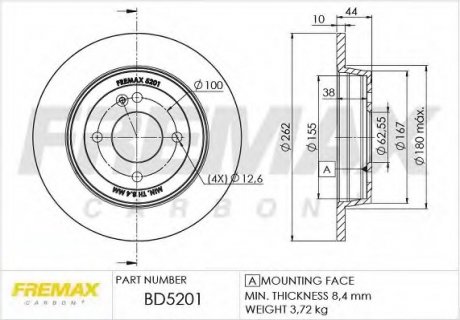 Тормозной диск FREMAX BD5201 (фото 1)