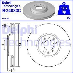 Kpl. tarcz hamulcowych (2 szt.) przód L/P CITROEN C5 III, JUMPY, FIAT SCUDO, PEUGEOT 407, 407 SW, 508, 508 SW, EXPERT, EXPERT TEPEE 1.6-2.2D 05.04- Delphi BG4083C