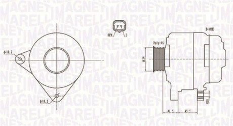 ALTERNATOR CITROEN BERLINGO, C2, C3 I, C3 II, C3 PICASSO, C3 PLURIEL, C4, C4 GRAND PICASSO I, C4 I, C4 II, C4 P SZT Magneti Marelli 063732008010