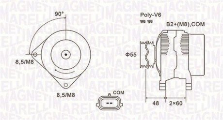 ALTERNATOR RENAULT CLIO, CLIO II, CLIO III, FLUENCE, GRAND SCENIC III, KANGOO, KANGOO BE BOP, KANGOO EXPRESS, L SZT Magneti Marelli 063731974010