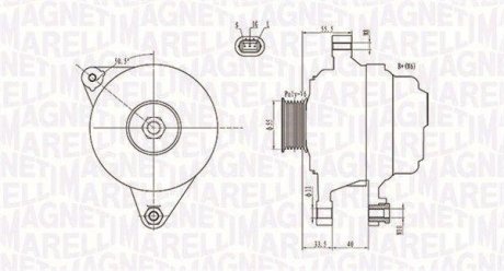 ALTERNATOR TOYOTA CELICA, COROLLA, COROLLA VERSO, MR 2 III 1.4/1.6/1.8 08.99-07.07 SZT Magneti Marelli 063731703010