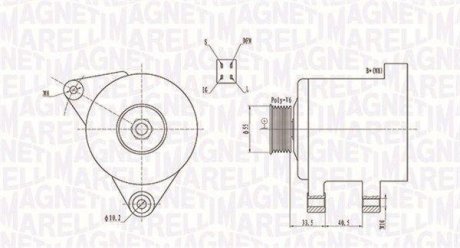 ALTERNATOR 12V TOYOTA AVENSIS/COROLLA 1.4/1.6/1.8/2.0 VV-TI 2000 -> SZT Magneti Marelli 063731605010