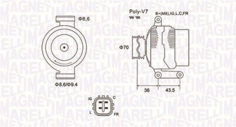 ALTERNATOR 12V HONDA ACCORD/CIVIC/C-RV/F-RV 2.0/2.2/2.4 2005 -> SZT Magneti Marelli 063731980010