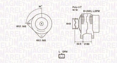 ALTERNATOR 12V NISSAN PRIMERA/MEGANE II/SCENIC 1.9 DCI 2002 -> SZT Magneti Marelli 063731814010