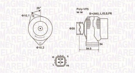 ALTERNATOR 12V TOYOTA COROLLA/VERSO/PREVIA 2.0 D-4D 2001 -> SZT Magneti Marelli 063731721010