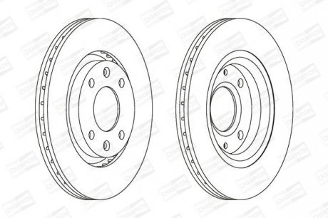 Диск тормозной CITROEN C3, C4, PEUGEOT 207 передн., вент. Champion 562128CH