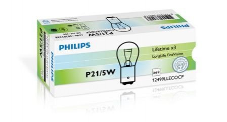 Автомобильная лампа: 12 [В] P21/5W LongerLife Eco Vision 21/4W цоколь BAY15d Philips 38201328