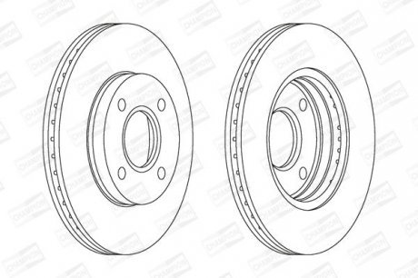 Диск тормозной FORD FIESTA, FOCUS, MAZDA 2, передн., вент. Champion 562078CH