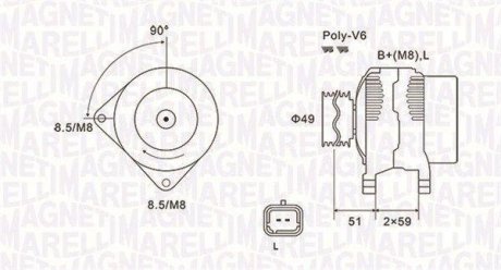 Alternator NISSAN/RENAULT ALMERA N16, MEGANE II 1.5DCi 120A Magneti Marelli 063731881010