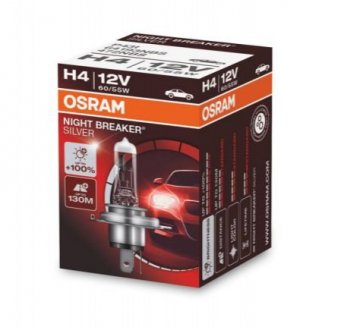 Автомобильная лампа: H4 12V 60/55W P43t NIGHT BREAKER SILVER (+100) OSRAM 4052899992603 (фото 1)