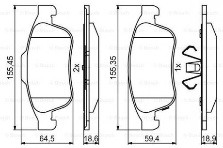 Гальмівні колодки дискові FIAT/JEEP 500X/Renegade \\1.3-1.6 \\14>> BOSCH 0986494826 (фото 1)