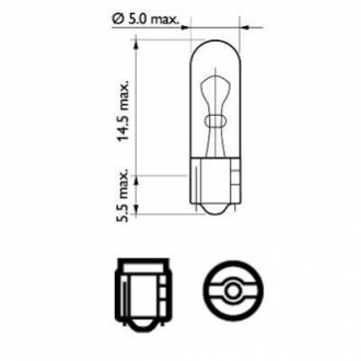 Автомобильная лампа: 12 [В] W2,3W Vision 2,3W цоколь W2x4,6d Philips 48330028 (фото 1)