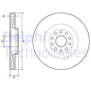 Тормозной диск передний лев./прав. AUDI TT 1.8/2.0/2.0D 11.14- Delphi BG9202C