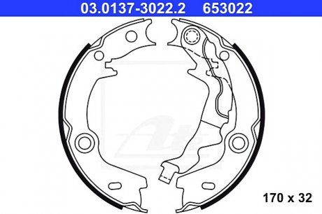 Комплект тормозных колодок, стояночная тормозная система ATE 03.0137-3022.2