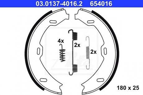 Комплект тормозных колодок, стояночная тормозная система ATE 03.0137-4016.2