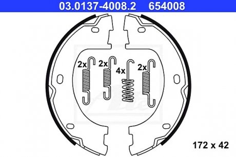 Комплект тормозных колодок, стояночная тормозная система ATE 03.0137-4008.2 (фото 1)