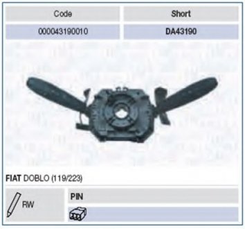 Выключатель на колонке рулевого управления Magneti Marelli 000043190010