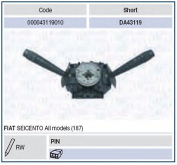 Выключатель на колонке рулевого управления Magneti Marelli 000043119010