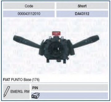 Вимикач на колонке рулевого управления Magneti Marelli 000043112010