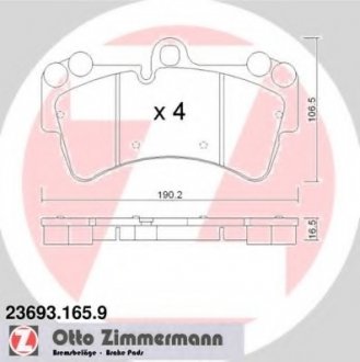 Комплект тормозных колодок, дисковый тормоз ZIMMERMANN 23693.165.9 (фото 1)