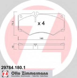 Комплект тормозных колодок, дисковый тормоз ZIMMERMANN 29784.180.1 (фото 1)