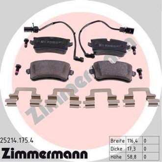 Комплект тормозных колодок, дисковый тормоз ZIMMERMANN 25214.175.4 (фото 1)