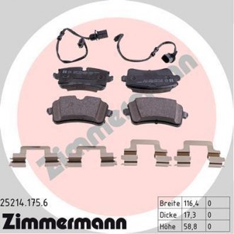 Комплект тормозных колодок, дисковый тормоз ZIMMERMANN 25214.175.6 (фото 1)