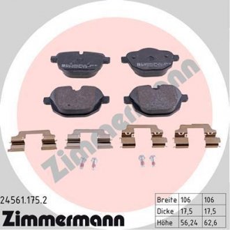 Комплект тормозных колодок, дисковый тормоз ZIMMERMANN 24561.175.2