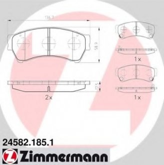 Комплект тормозных колодок, дисковый тормоз ZIMMERMANN 24582.185.1 (фото 1)