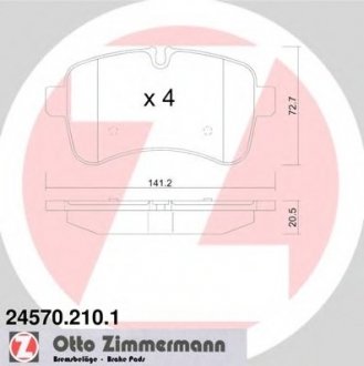 Комплект тормозных колодок, дисковый тормоз ZIMMERMANN 24570.210.1 (фото 1)