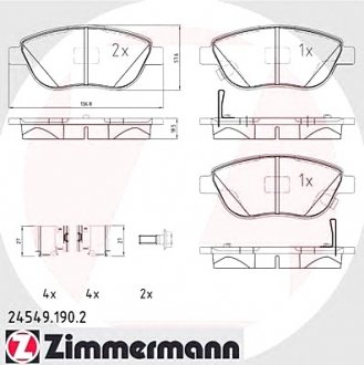 Комплект тормозных колодок, дисковый тормоз ZIMMERMANN 24549.190.2