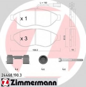 Комплект тормозных колодок, дисковый тормоз ZIMMERMANN 24468.190.3 (фото 1)
