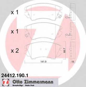Комплект тормозных колодок, дисковый тормоз ZIMMERMANN 24412.190.1 (фото 1)