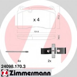 Комплект тормозных колодок, дисковый тормоз ZIMMERMANN 24098.170.3 (фото 1)