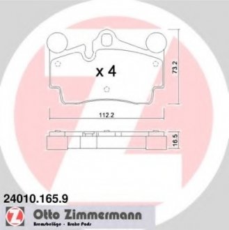 Комплект тормозных колодок, дисковый тормоз ZIMMERMANN 24010.165.9 (фото 1)