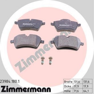 Комплект тормозных колодок, дисковый тормоз ZIMMERMANN 23984.180.1