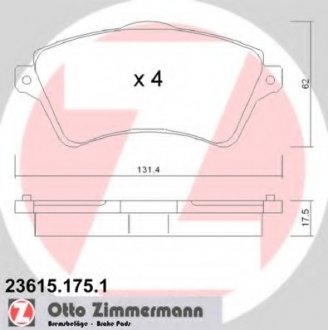 Комплект тормозных колодок, дисковый тормоз ZIMMERMANN 23615.175.1