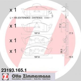 Комплект тормозных колодок, дисковый тормоз ZIMMERMANN 23193.165.1 (фото 1)